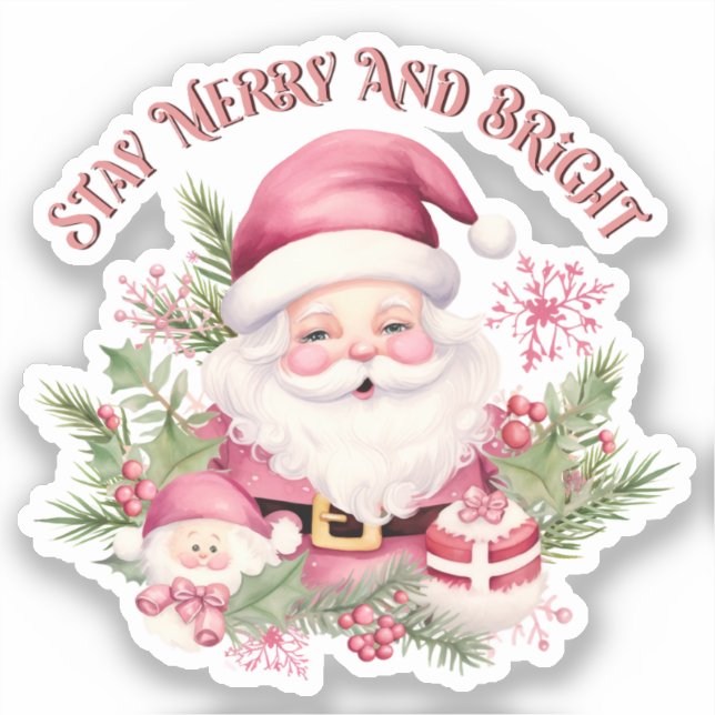 Merry and Bright - Pink Santa (Front)