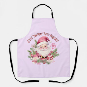 Merry and Bright - Pink Santa Apron