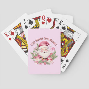 Merry and Bright - Pink Santa Playing Cards