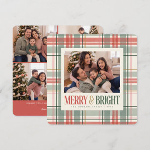 Merry and Bright Plaid Christmas Photo Holiday Card