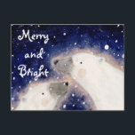 Merry and Bright Polar Bear Holiday Postcard<br><div class="desc">Cute polar bears illustration “merry and bright” postcard. Original artwork by Komila Y.</div>