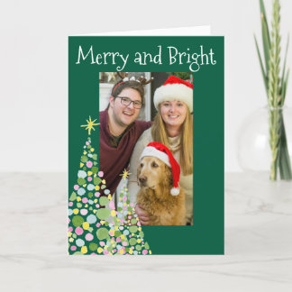 Merry and Bright Polka Dot Christmas Tree Holiday Card