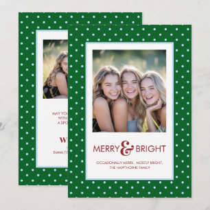 Merry and Bright Polka Dot Funny Holiday Card