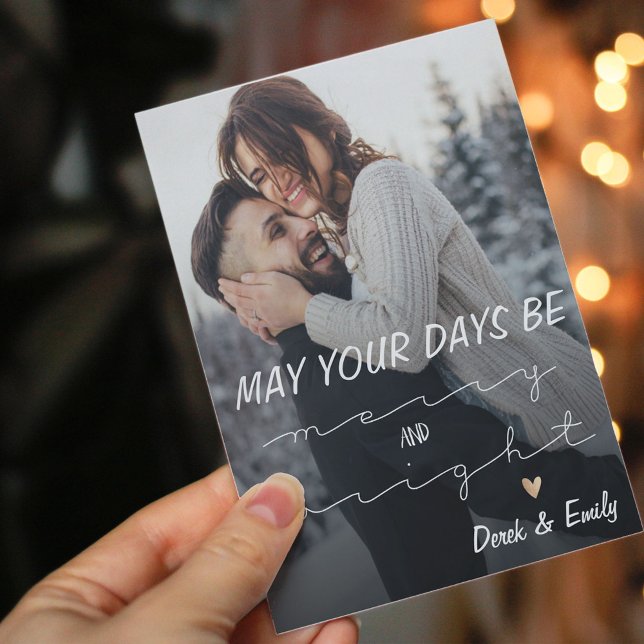 Merry And Bright Pretty Script Holiday Photo Card (Merry And Bright Pretty Script Holiday Photo Card)
