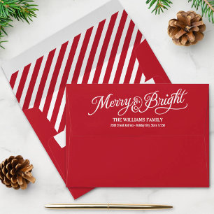 Merry and Bright Red Candy Stripe Christmas Envelopes