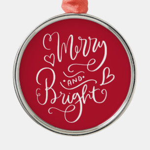 Merry And Bright Red Christmas  Metal Ornament