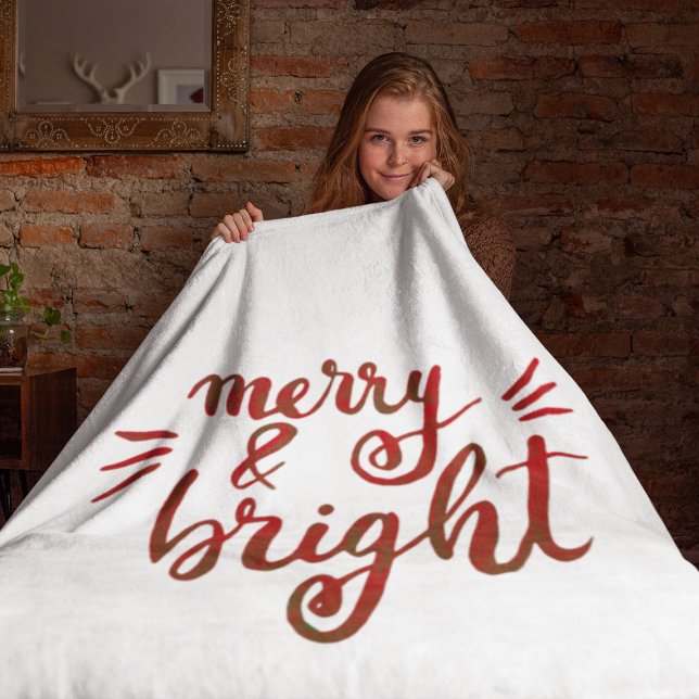 Merry and bright - red fleece blanket (Creator Uploaded)