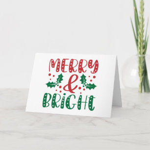 Merry and Bright Red Green Holiday Christmas Card