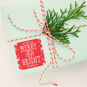 Merry and Bright   Red Holiday Square Sticker