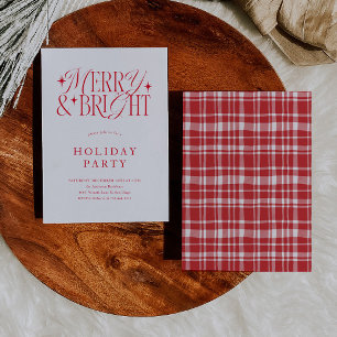 Merry and Bright Red Minimalist Invitation