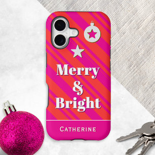 Merry and Bright Red Pink Candy Stripe Custom
