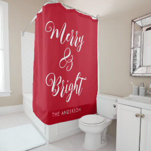 Merry and Bright Red Shower Curtain