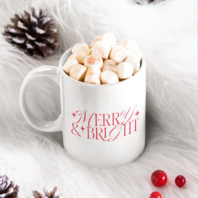 Merry and Bright Red Star Large Coffee Mug (Creator Uploaded)