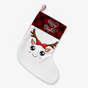 Merry and Bright Reindeer Christmas Stocking