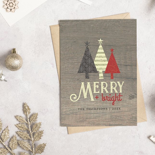 Merry and Bright Retro Christmas Holiday Card (Creator Uploaded)