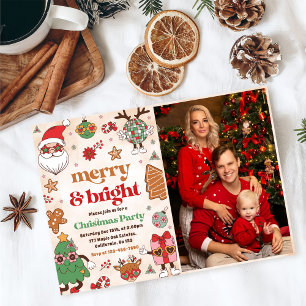 Merry And Bright Retro Christmas Holiday Party Invitation