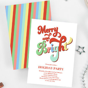 Merry and Bright Retro Christmas Party Invitation