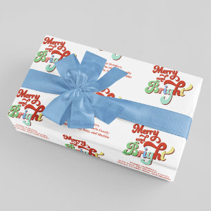 Merry and Bright Retro Custom Christmas Wrapping Paper