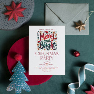 Merry and Bright Retro Typography Party Invite