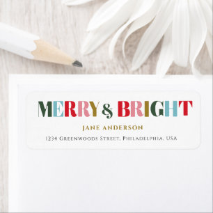 Merry and Bright Retro White Christmas Return Return Address Label