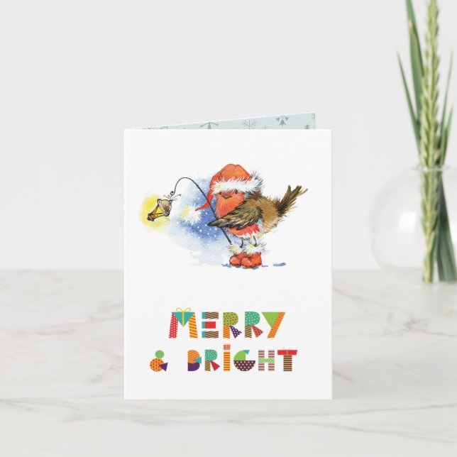 Merry And Bright Robin Card (Front)