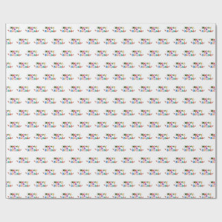 Merry and Bright Santa Candy Cane Christmas Wrapping Paper
