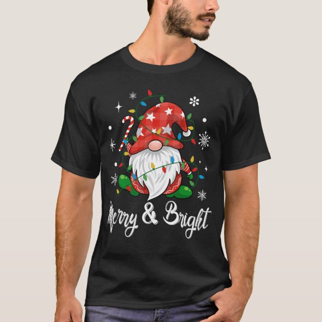 Merry And Bright Santa Christmas T-Shirt (Front)