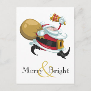 Merry and Bright Santa Holiday Postcard