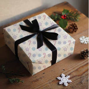 Merry and bright, Santa's hat and candy cane Wrapping Paper Sheet