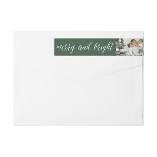 Merry And Bright Script Christmas Return Address Wrap Around Label