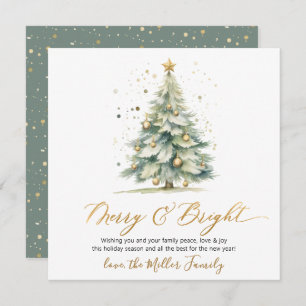 Merry and Bright Script Christmas Tree Non Photo Holiday Card