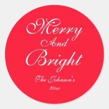 Merry And Bright Script Name Chic Red Christmas