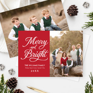 Merry and Bright Script   Photo Holiday Cards