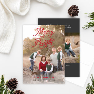 Merry and Bright Script   Photo Holiday Cards