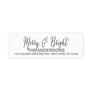 Merry and Bright Script Return Address Label