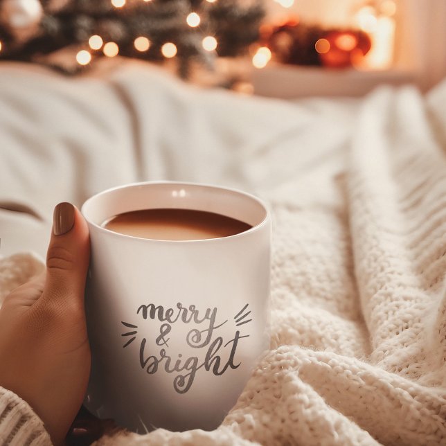 Merry and bright - silver coffee mug (Creator Uploaded)