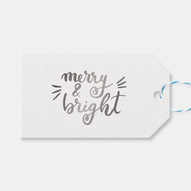 Merry and bright - silver gift tags (Front (Horizontal))