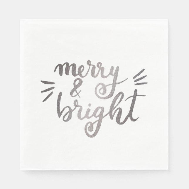 Merry and bright - silver napkin (Front)