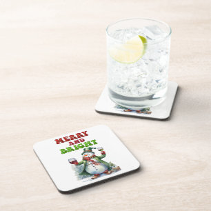 Merry and Bright Snowman  Coaster