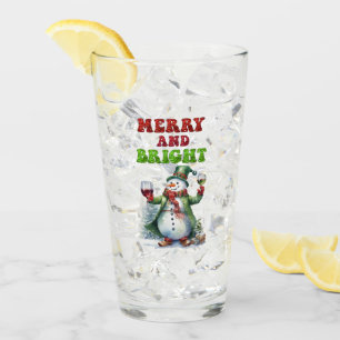 Merry and Bright Snowman  Glass
