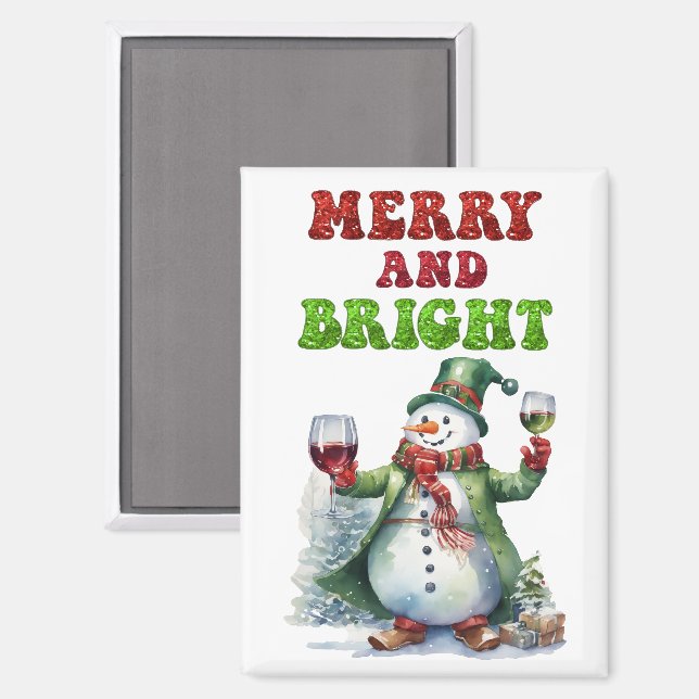 Merry and Bright Snowman  Magnet (Front/Back)