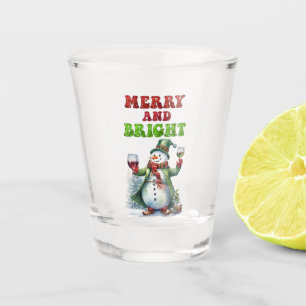 Merry and Bright Snowman  Shot Glass