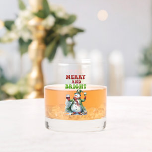 Merry and Bright Snowman Whiskey Glass