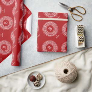 Merry And Bright Sparkles Circles Monogram Holiday Wrapping Paper