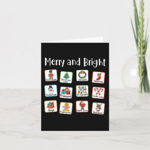 Merry And Bright Speech Therapist AAC SLP Christma Card