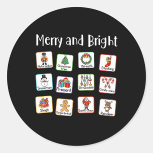Merry And Bright Speech Therapist Aac Slp Christma Classic Round Sticker