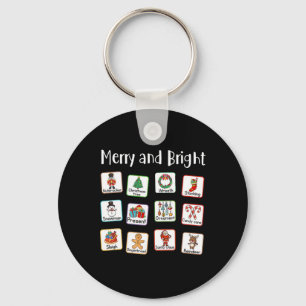 Merry And Bright Speech Therapist AAC SLP Christma Key Ring