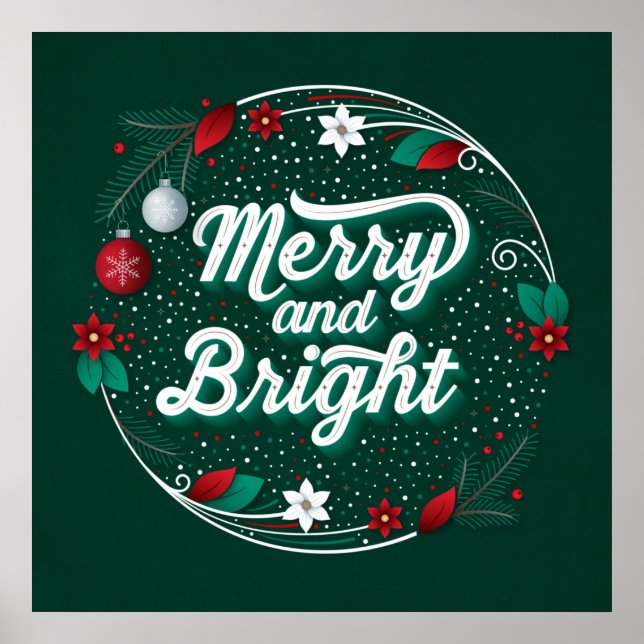 Merry and Bright Square Poster (24x24) (Front)