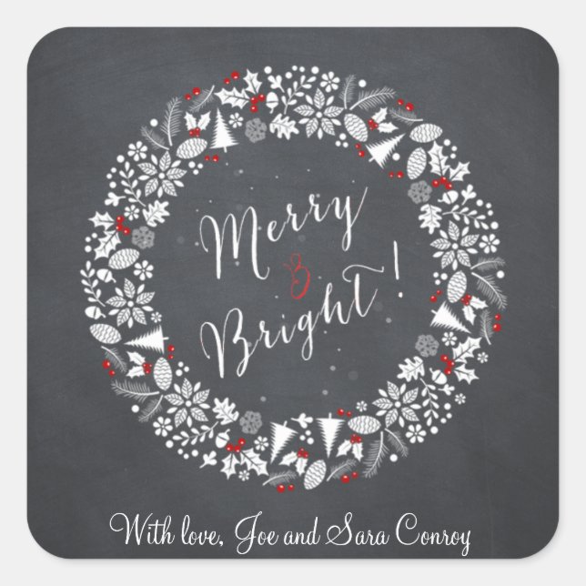 Merry and Bright! Square Sticker (Front)