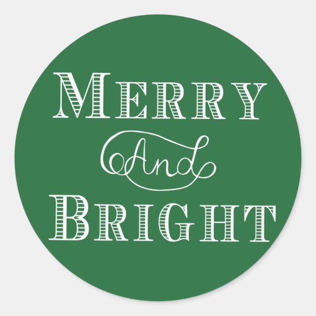 Merry and Bright Sticker for Mason Jars & Envelope (Front)